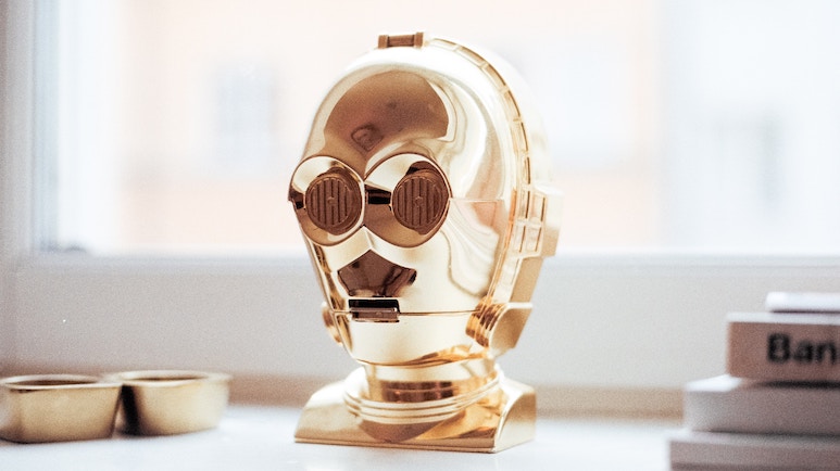 Goldener Roboter Kopf
